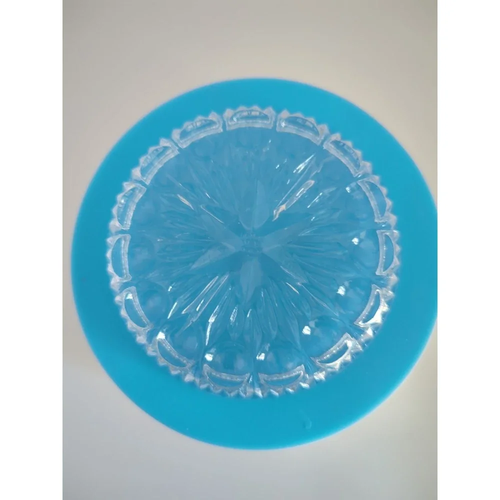 Vintage Pressed Clear Glass Coaster Round Bubble Trinket Dish 3.5 Inch Crystal
